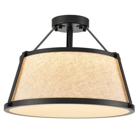 Drum Flush Mount Ceiling Light Black Finish Dimmable LED Light